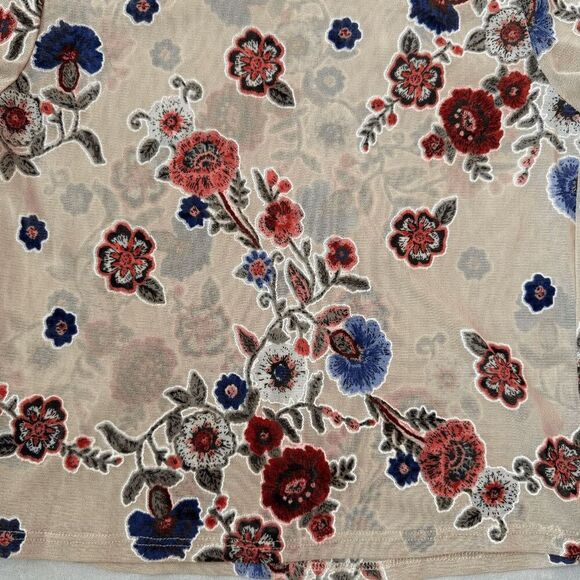 Ginger G Blouse Top Tan Floral Short Sleeve Stretch Unique Boho Chic Festival S - Picture 6 of 6